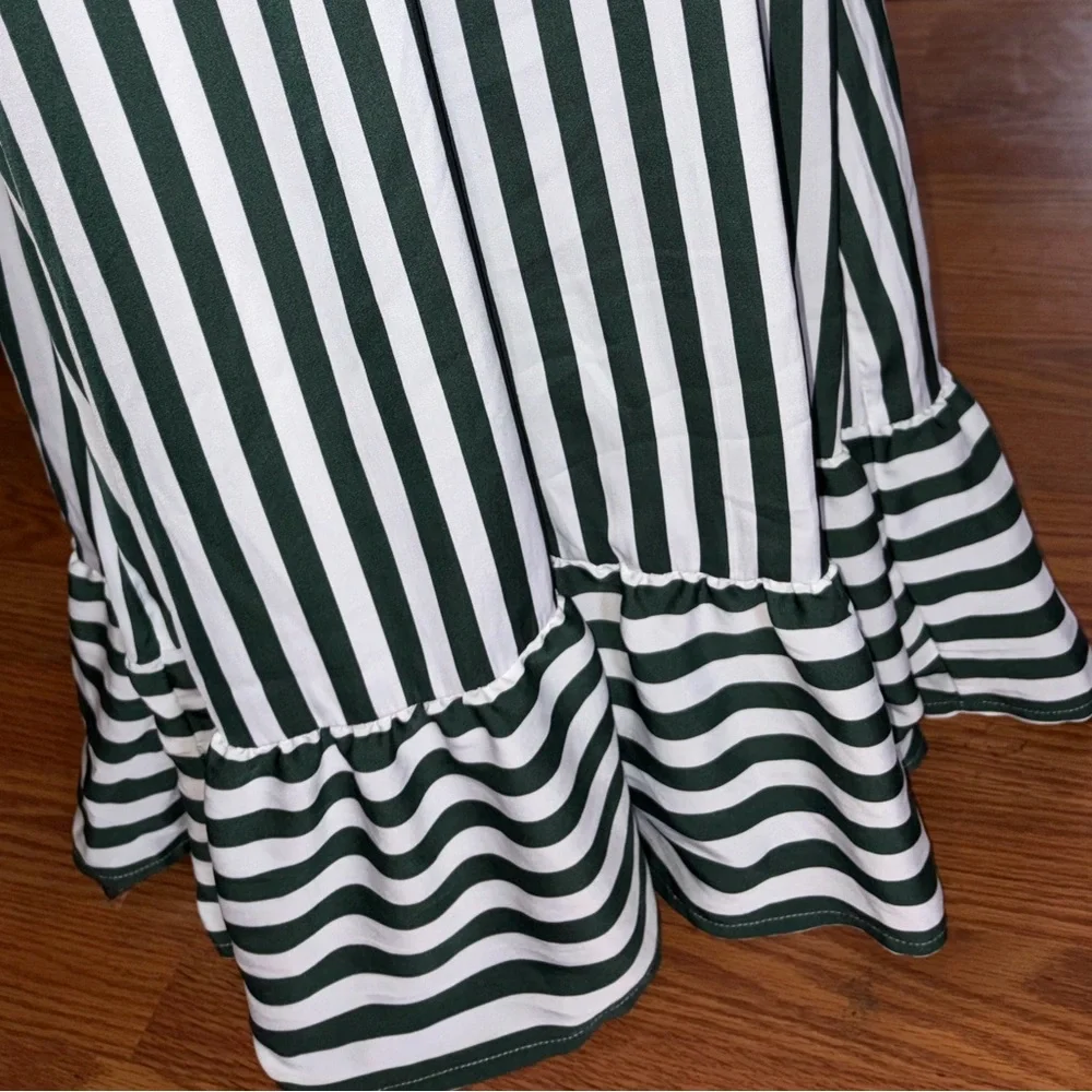 NWOT-Summersalt Green and White Striped Smocked Maxi Dress - Picture 4 of 8